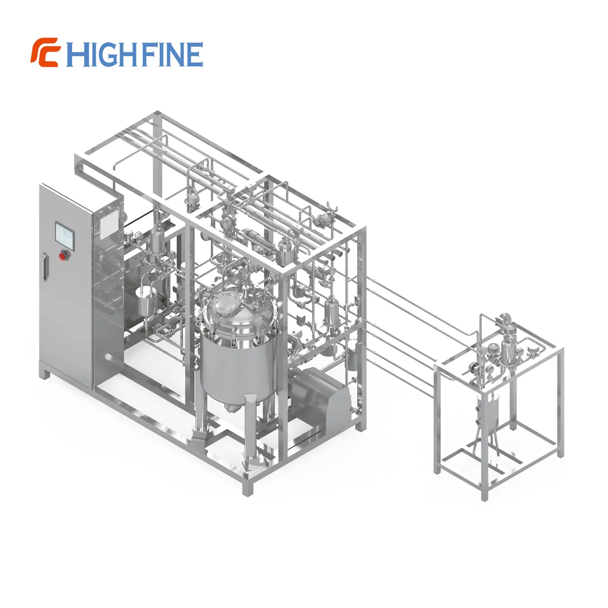Stainless steel water distillation skid in three-dimensional view
