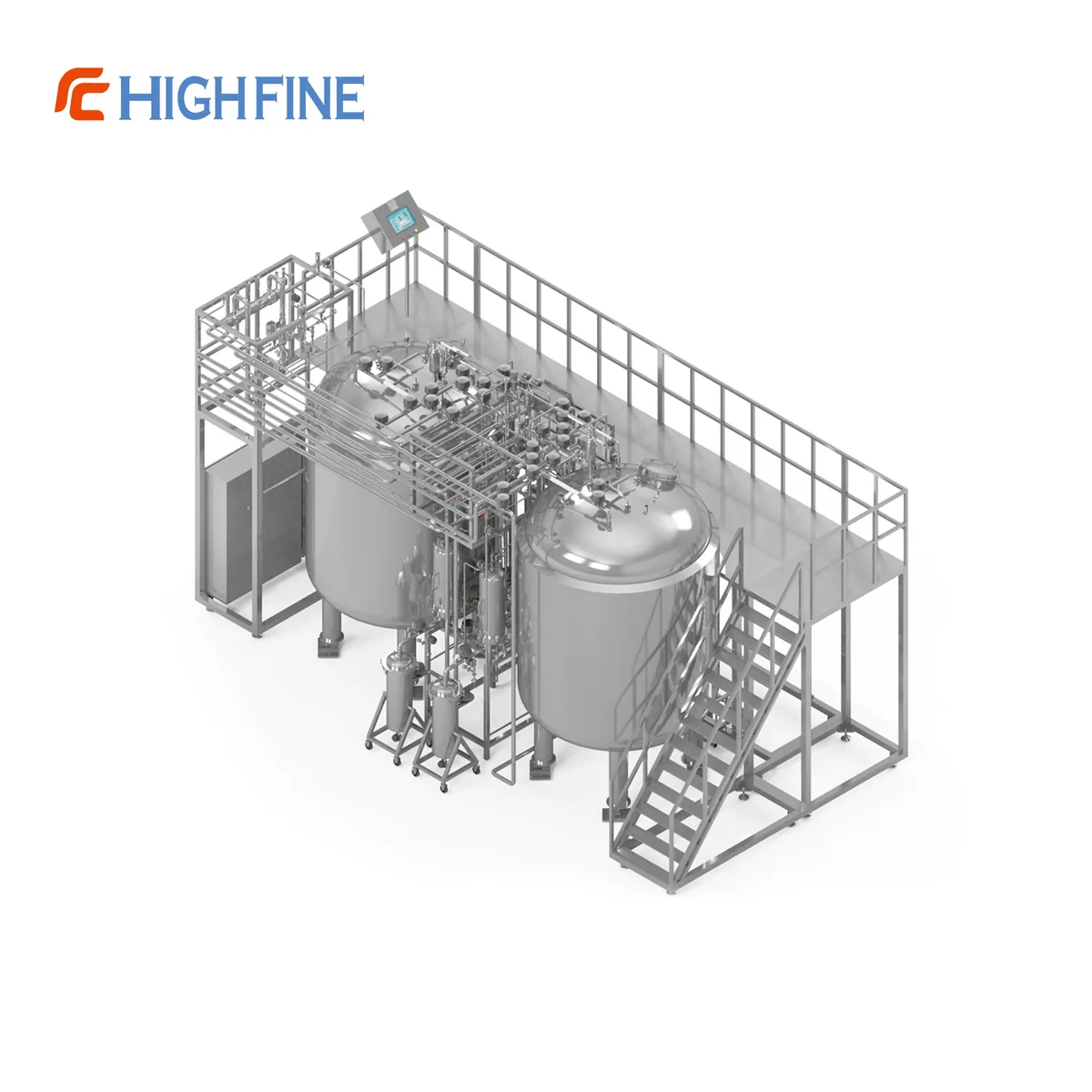 WFI storage tanks with access platform, three-dimensional layout