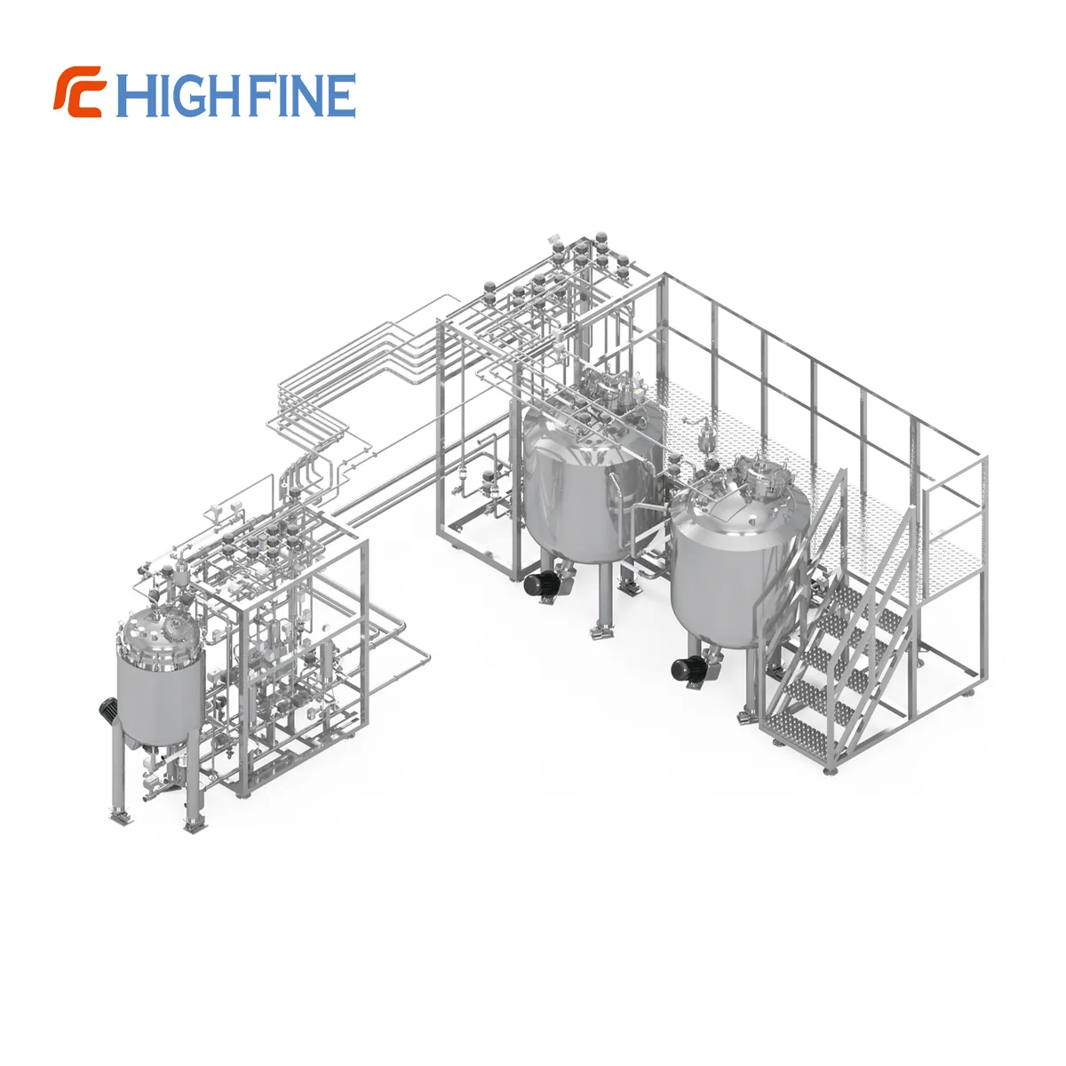 Pharmaceutical water distribution loop skid, three-dimensional layout